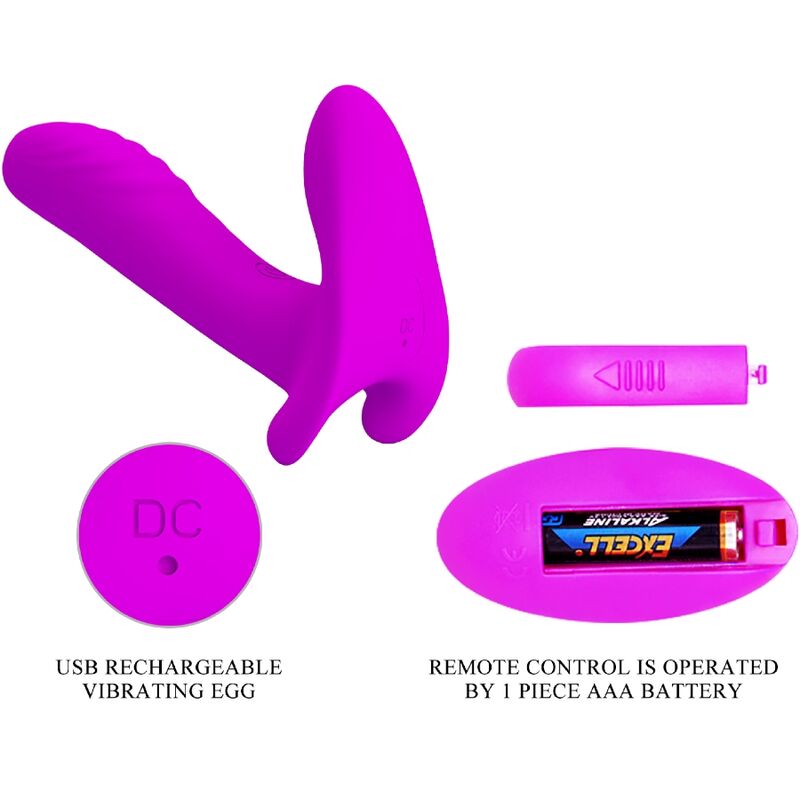 Vibromasseur Couple Télécommandé 12 Vibrations Silicone Violet - Pretty Love