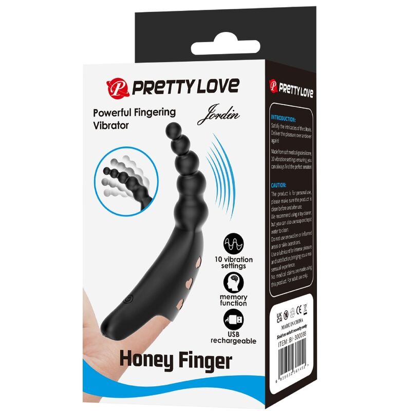 Vibromasseur Doigt Jordin Silicone Nervuré 10 Vibrations Rechargeable - Pretty Love