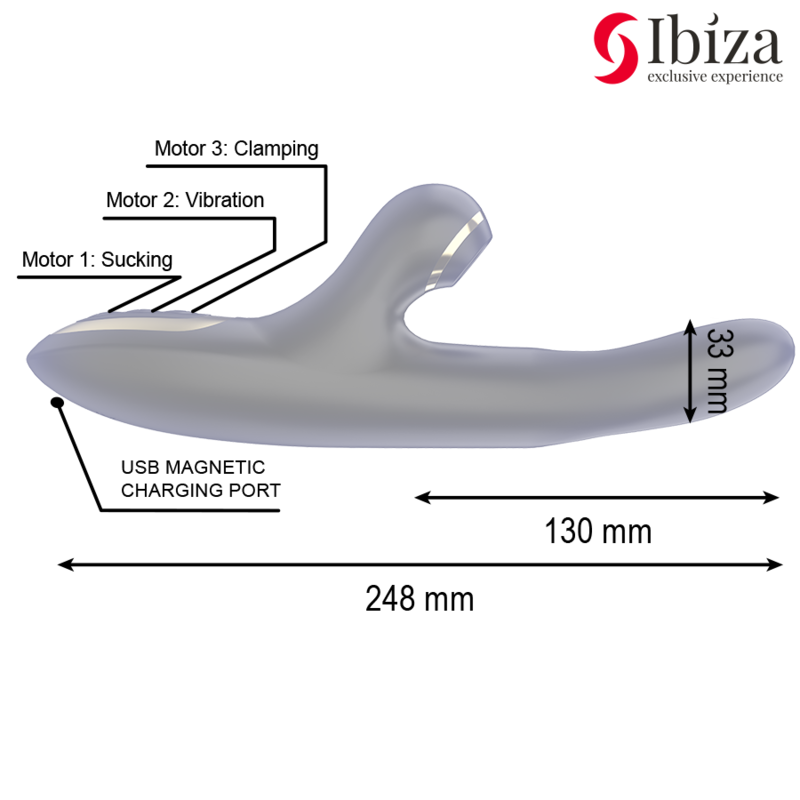 Vibromasseur Double Stimulation Point G et Clitoris Étanche Rechargeable - Ibiza