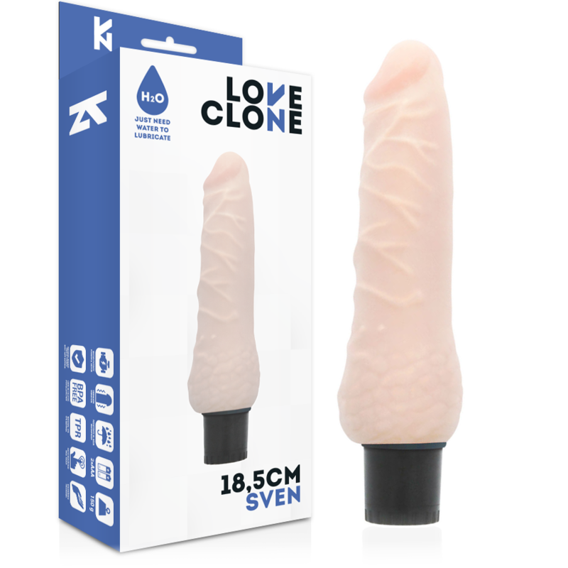 Vibromasseur Réaliste Autolubrifiant Sven 18,5 cm Submersible - Loveclone