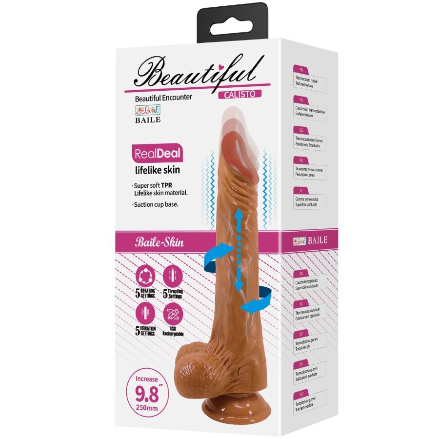 Vibromasseur Réaliste Calisto Va-et-Vient Rotation Ventouse 24 cm - Baile