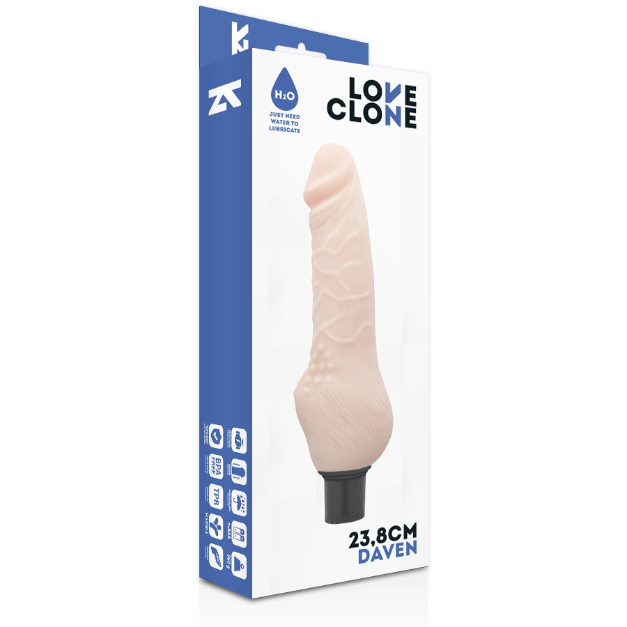 Vibromasseur Réaliste Daven Autolubrifiant 23,8 cm Submersible - Loveclone