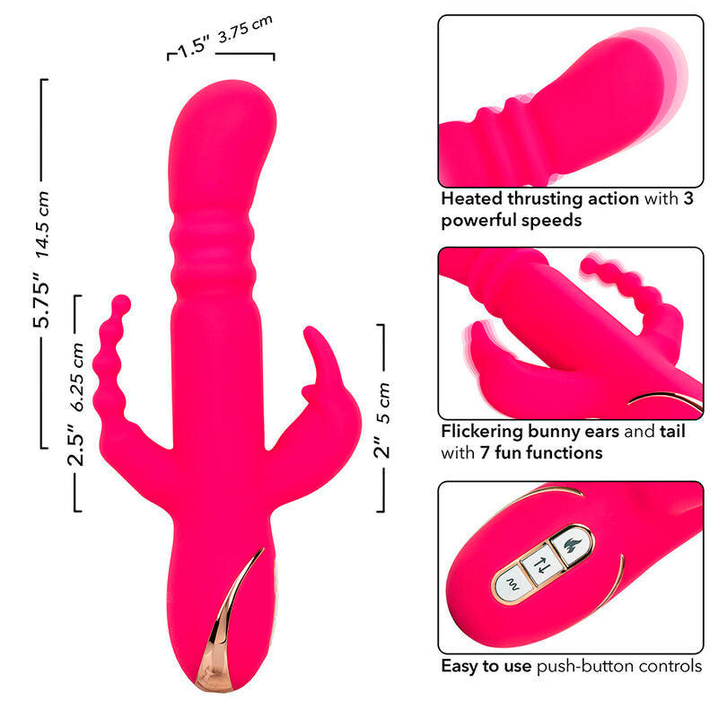 Vibromasseur Rabbit Chauffant Jack Fantasy Triple Poussée 7 Modes - CalExotics