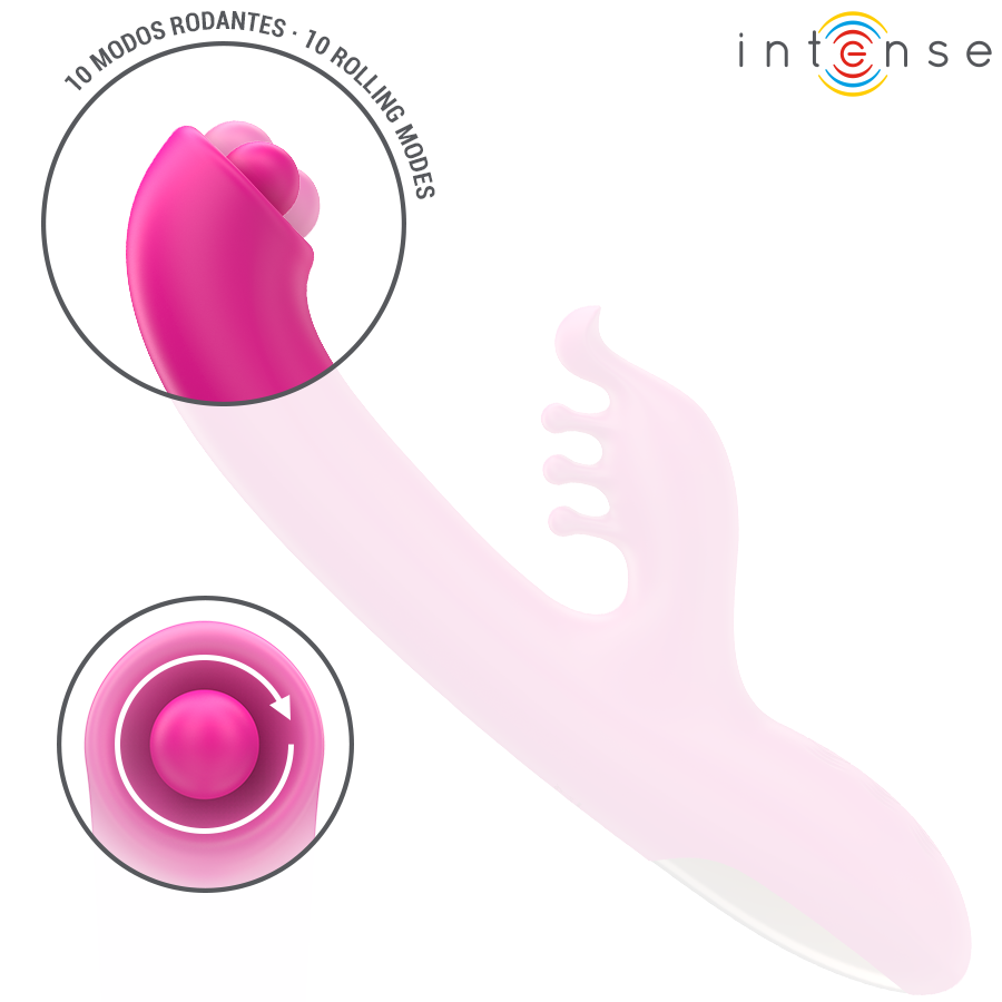 Vibromasseur Rabbit Christina Rotatif 3 Moteurs 22,5 cm Rose - Intense
