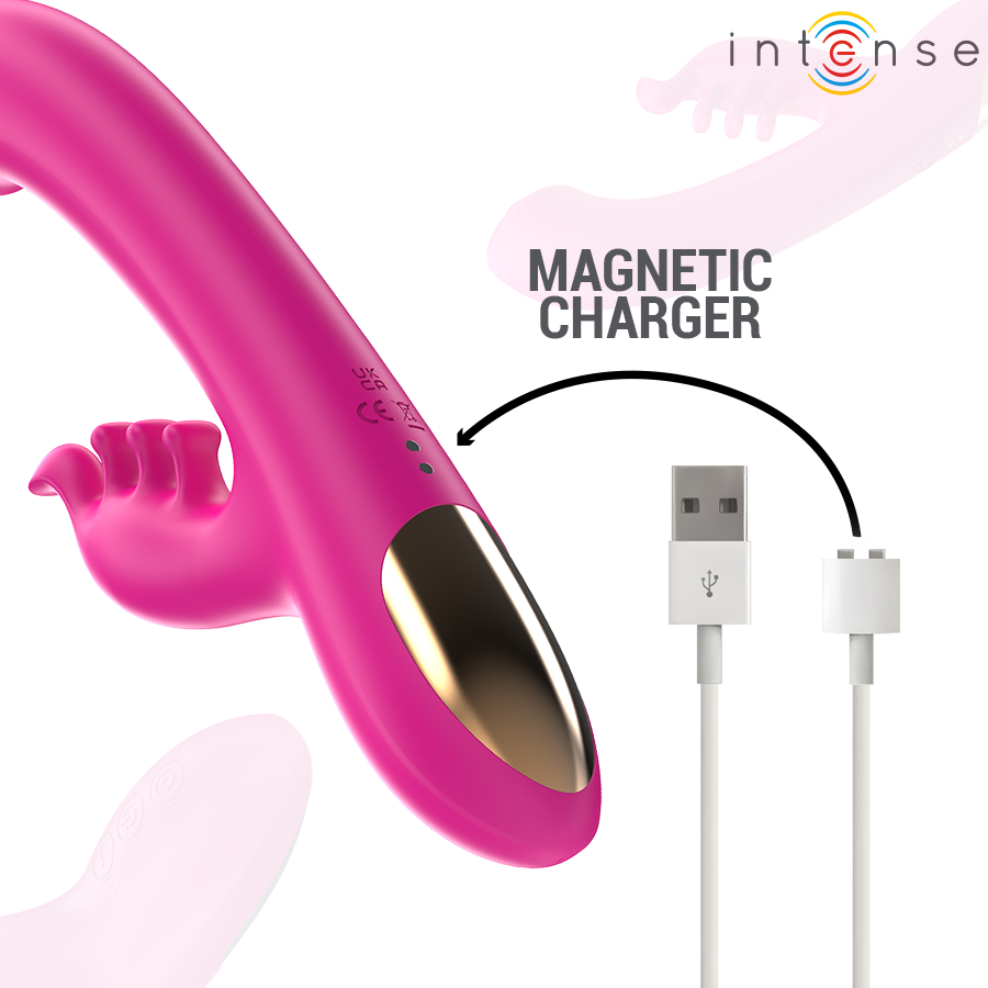 Vibromasseur Rabbit Christina Rotatif 3 Moteurs 22,5 cm Rose - Intense