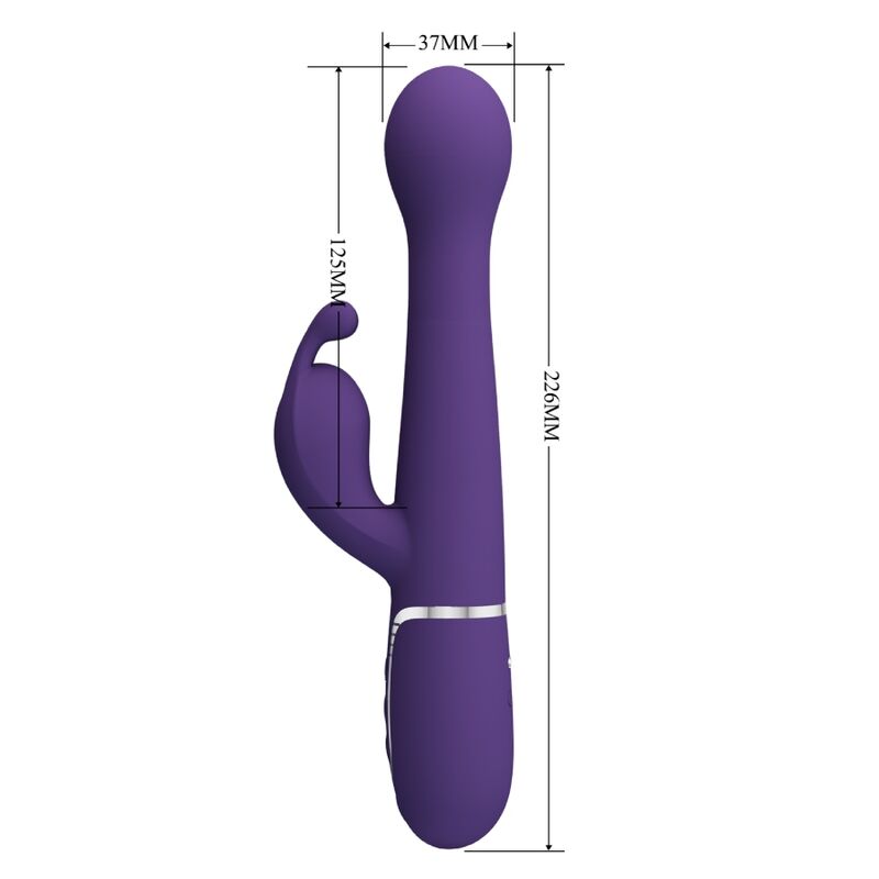 Vibromasseur Rabbit Dejon 3-en-1 Perles Rotatives Poussée Rechargeable - Pretty Love