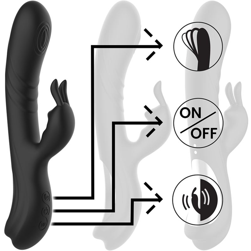 Vibromasseur Rabbit Jamie Silicone Flexible 10 Modes IPX7 - Black&Silver