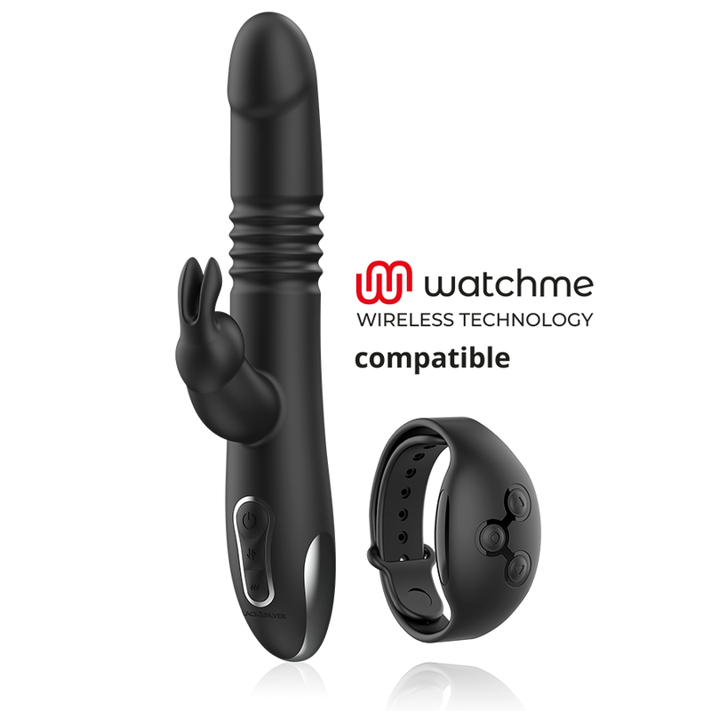 Vibromasseur Rabbit Kenji Perles Rotatives Va-et-Vient WatchMe - Black&Silver
