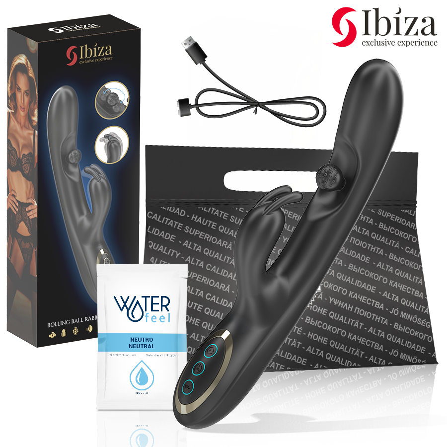 Vibromasseur Rabbit Perle Roulante 3 Moteurs 7 Vibrations Rechargeable - Ibiza