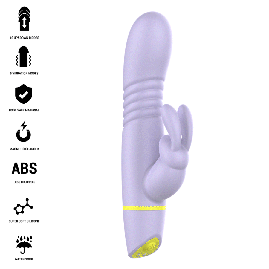 Vibromasseur Rabbit à Poussée Helen Va-et-Vient 5 Modes Rechargeable - Intense