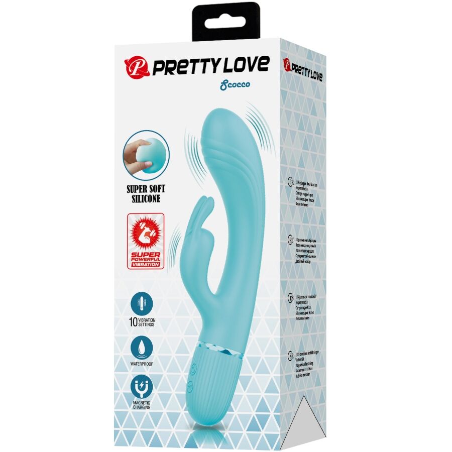 Vibromasseur Rabbit Scocco Tête Flexible 10 Vibrations Rechargeable - Pretty Love