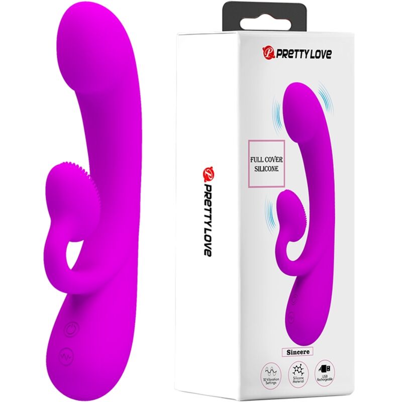 Vibromasseur Rabbit Sincere Palette Clitoridienne 10 Vibrations USB - Pretty Love