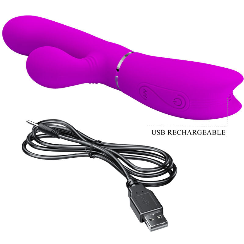 Vibromasseur Rabbit Stimulateur Clitoris Point G 12 Vibrations USB - Pretty Love