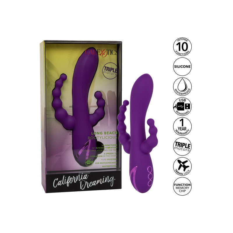 Vibromasseur Rabbit Triple Stimulation Long Beach Bootylicious Étanche - CalExotics