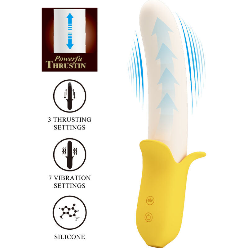 Vibromasseur Va-et-Vient Banana Geek 7 Vibrations 3 Modes Poussée Rechargeable - Pretty Love